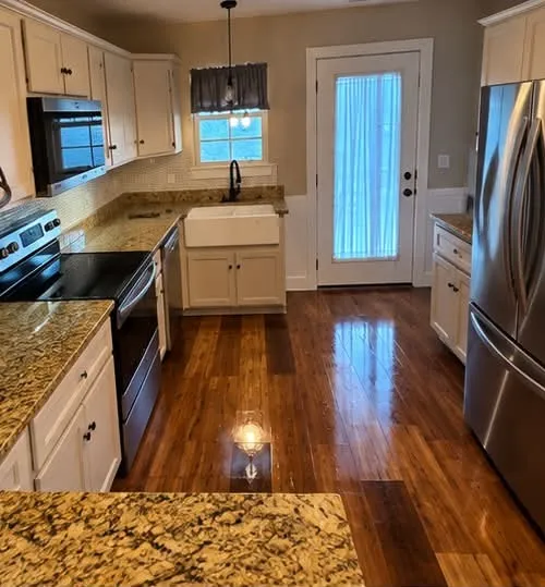 Move-out ready kitchen with spotless counters and appliances